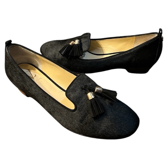 VC Signature Nancy Stylish Black Calf Hair Leather Loafers Size 8.5/38.5 - Picture 2 of 12